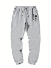 Rose & Kanji Print Men's Sweatpants with Pockets