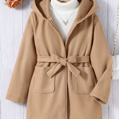 Girls' Casual Hooded Overcoat Tunic Fleece Warm Winter Coat
