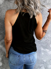 Colorblock Flower Print Top Halter Neck Summer Sleeveless Top