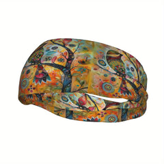 Tree of Life Sports Headband Vibrant Colorful Sweat Wicking Breathable Polyester