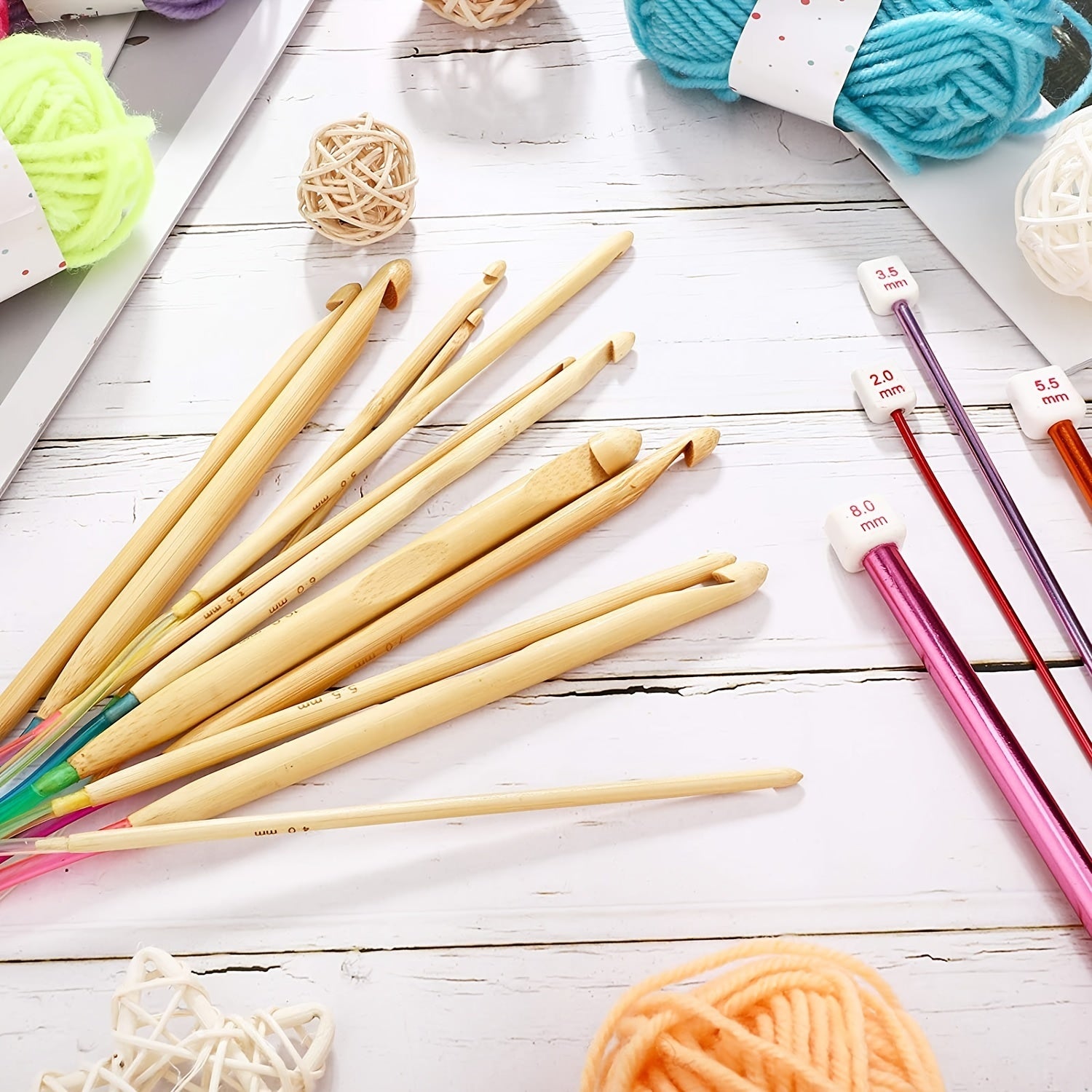 23pcs Tunisian Crochet Set 0-12-0-39in Bamboo Knitting Needle With Bead