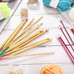 23pcs Tunisian Crochet Set 0-12-0-39in Bamboo Knitting Needle With Bead