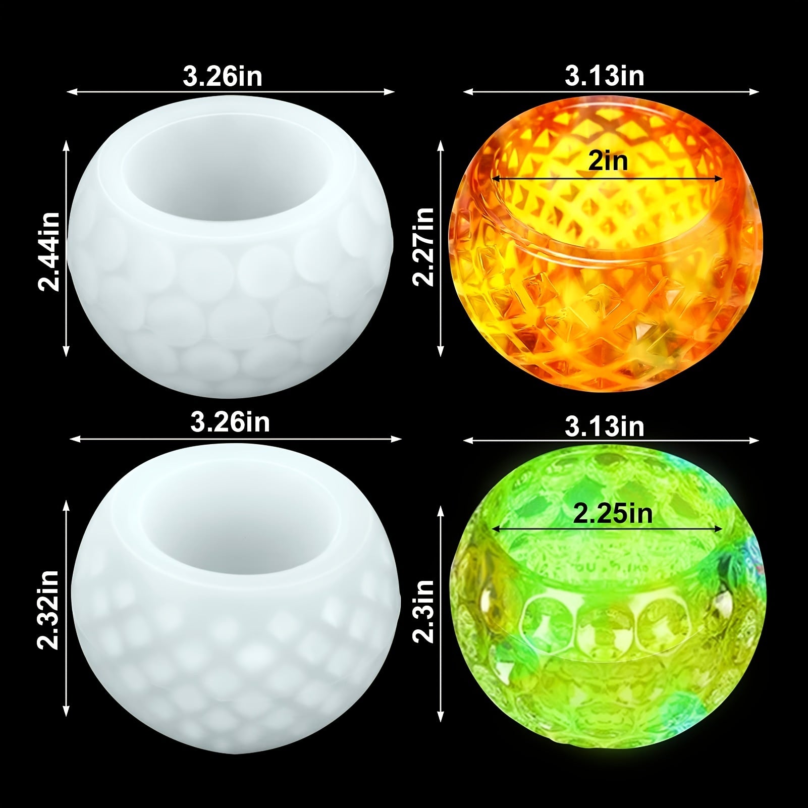 2pcs Crystal Epoxy Resin Mold Wave Point Storage Box Candle Holder