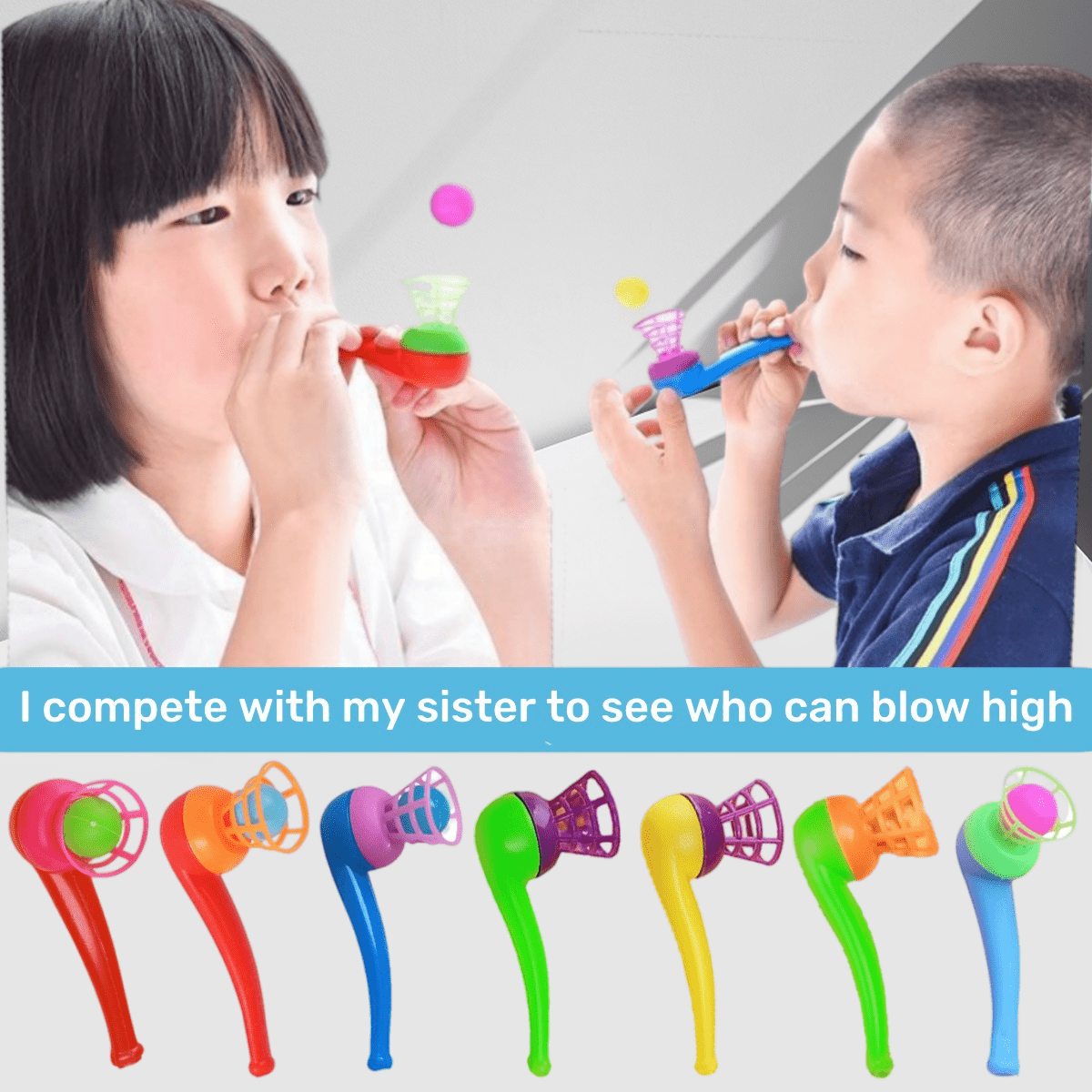 5pcs Magic Suspension Blowing Balls Toys Vibrant Colors with Nostalgic Pipes