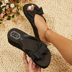 Women's Platform Wedge Flip Flops Bowknot Slides