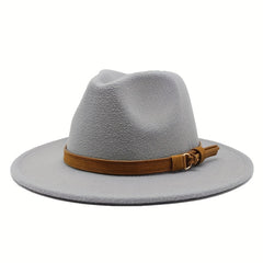 Retro Tweed Bowler Jazz Hat With Belt - Small Size