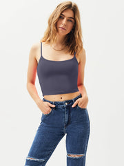 Spaghetti Straps Sports Tank Top Cropped Quick Drying Yoga Camisole