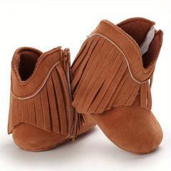 Baby Girls Tassel High Top Boots Soft Anti-skid Walking Boots