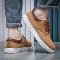 Men's Canvas Lace Up Sneakers Outdoor Walking Shoes