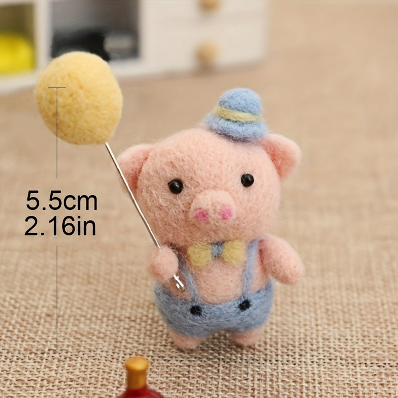 Pig Needle Felting Kit for Beginners - DIY Wool Felt Animal Set