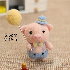 Pig Needle Felting Kit for Beginners - DIY Wool Felt Animal Set