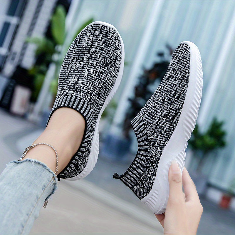 Women's Multicolor Woven Slip-On Sneakers Flatform Casual Running Shoes