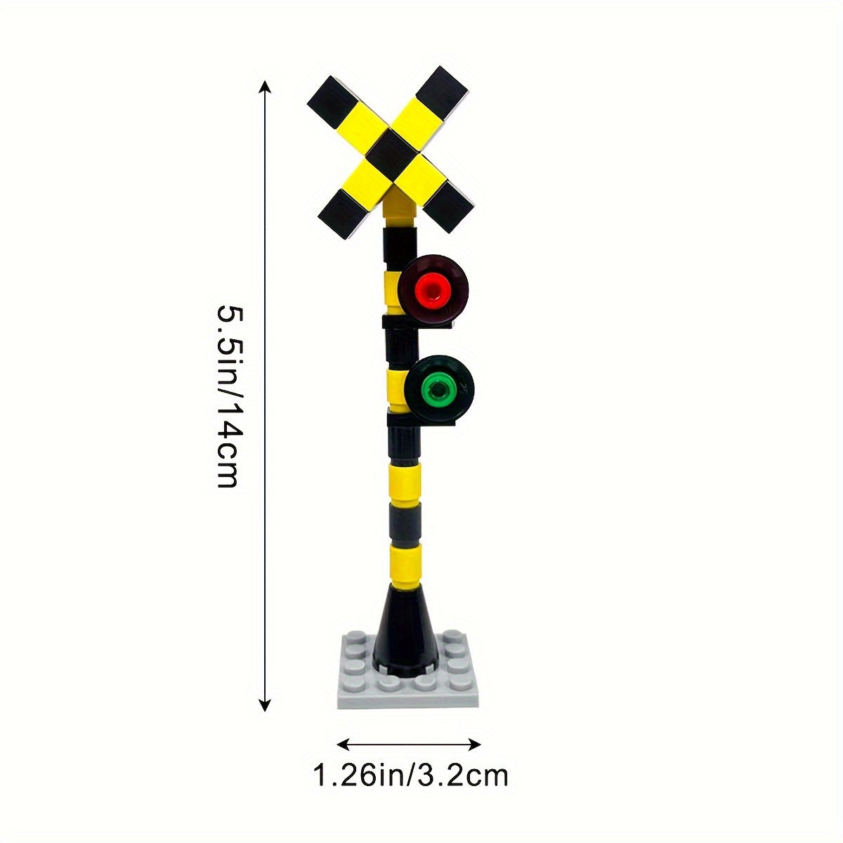3pcs Train Track Traffic Light Road Signs Building Blocks Railway Crossing Signs