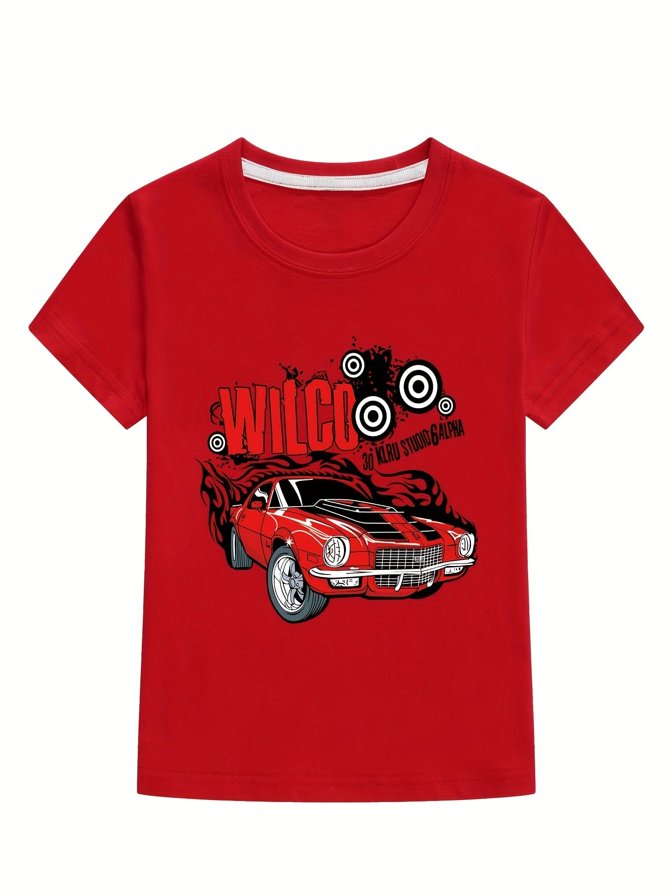 Boys Cartoon Car T shirt Cotton Short Sleeves Crew Neck
