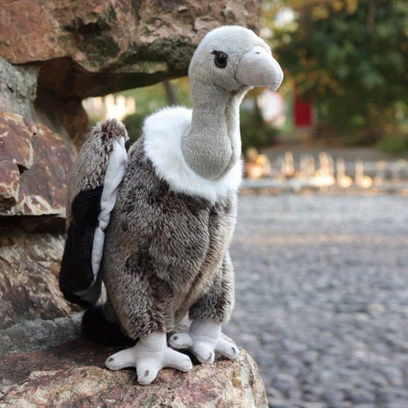 Realistic Vulture Plush Toy Soft Gray Tail Feathers Animal Doll Home Decor
