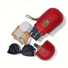 Vintage Style Leather Wallet & Glasses Case Organizer