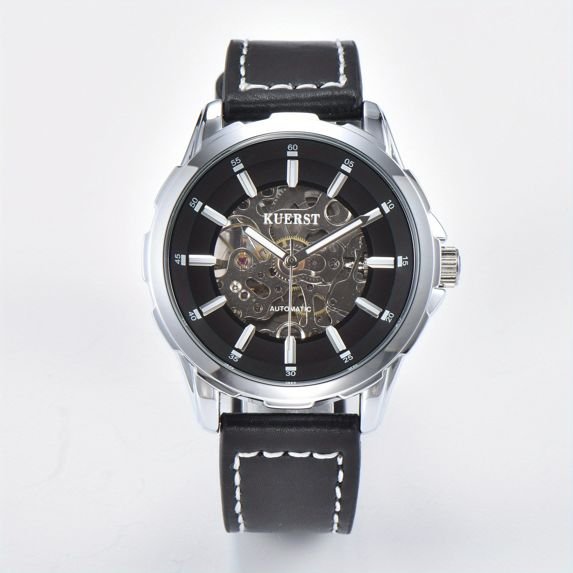 KUERST Teenager's Watch Men's Automatic Mechanical Watch Classic Hollow Luminous