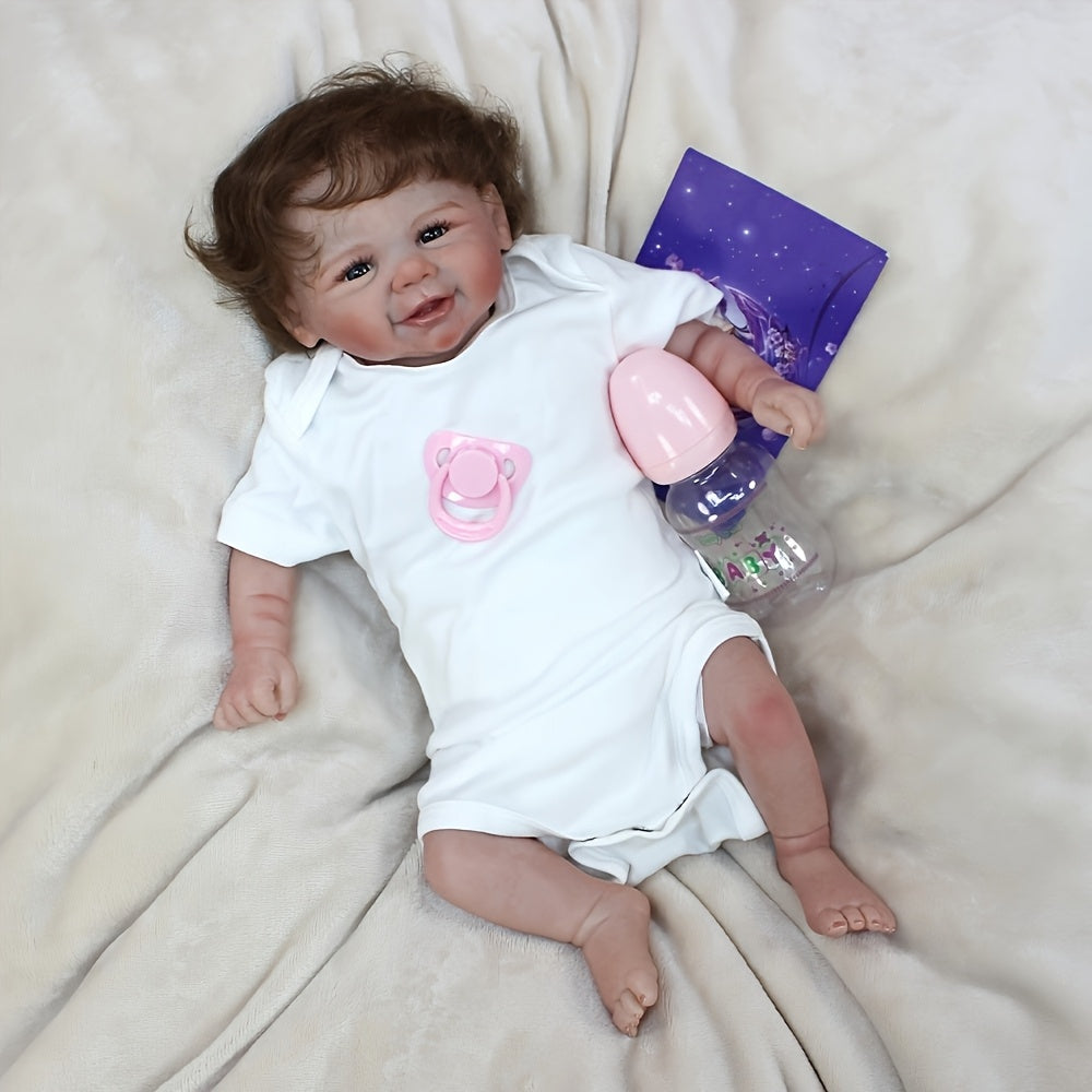 Realistic Reborn Youngsters Doll Smiling Face Rooted Hair Soft Body