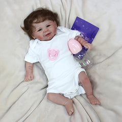 Realistic Reborn Youngsters Doll Smiling Face Rooted Hair Soft Body