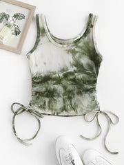 Y2K Tie Dye Drawstring Tank Top for Women
