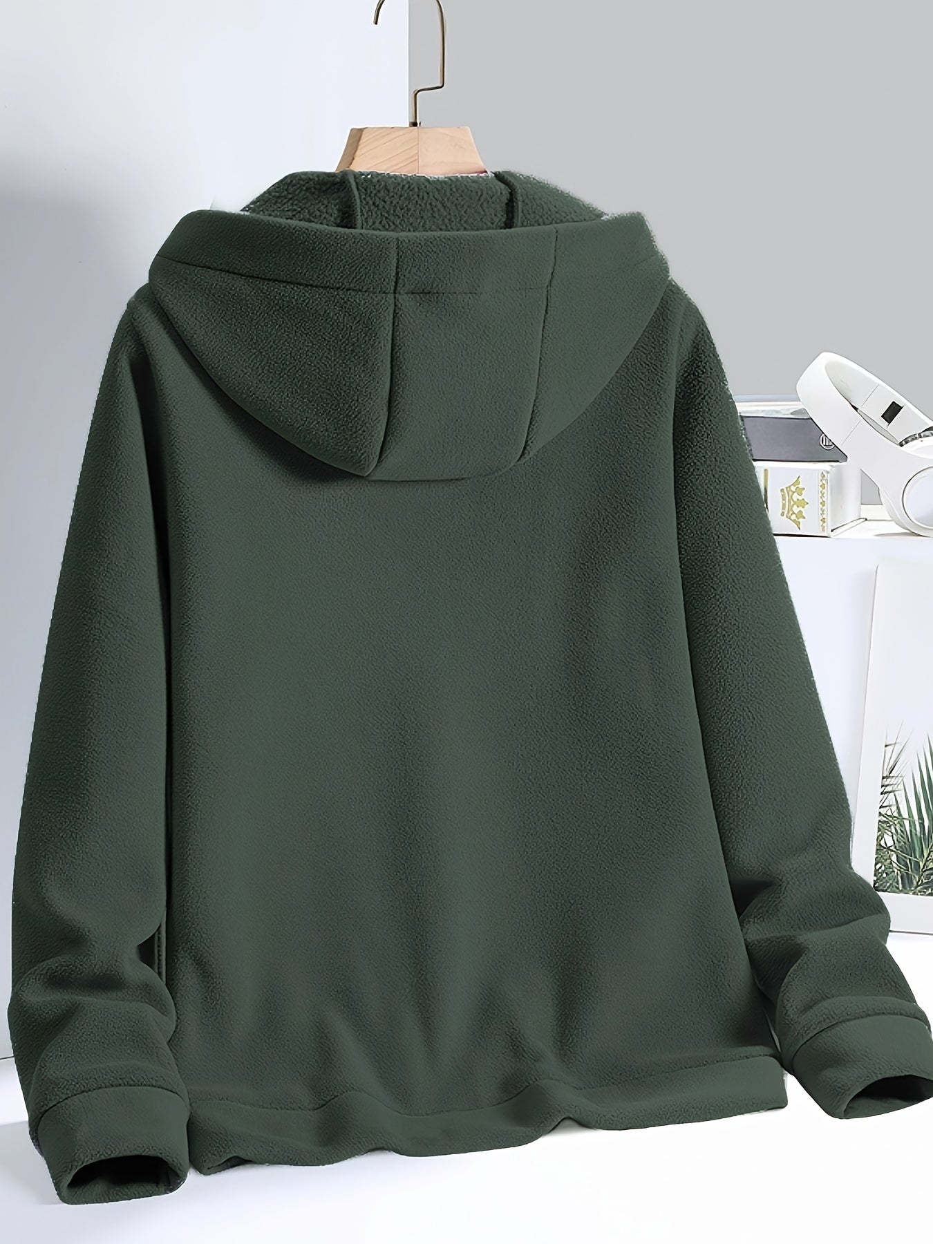 Hooded Drawstring Jacket with Zipper Pocket