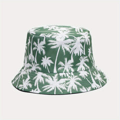 Coconut Tree Print Reversible Bucket Hat for Summer Beach Vacation