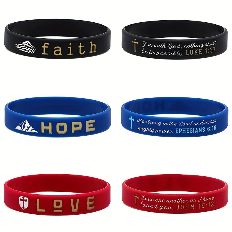Set of 3 Slogan Rubber Bracelet Silicone Wristband
