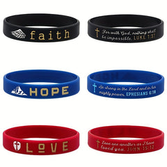 Set of 3 Slogan Rubber Bracelet Silicone Wristband