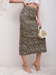 Random Print Midi Skirt High Waist Casual Skirt Women's Clothing