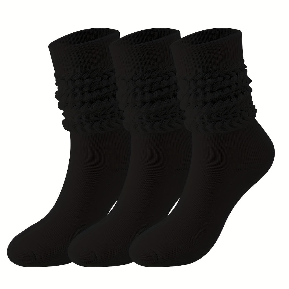 3 Pairs Casual Mid Calf Socks Warm Breathable Thick