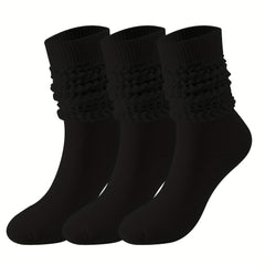 3 Pairs Casual Mid Calf Socks Warm Breathable Thick