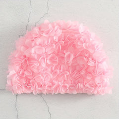 Peach Pink 3D Flower Swim Hat for Women
