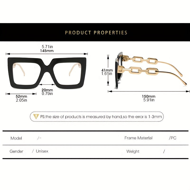 Y2K Block Chain Clear Lens Glasses Anti Light Reading Glasses