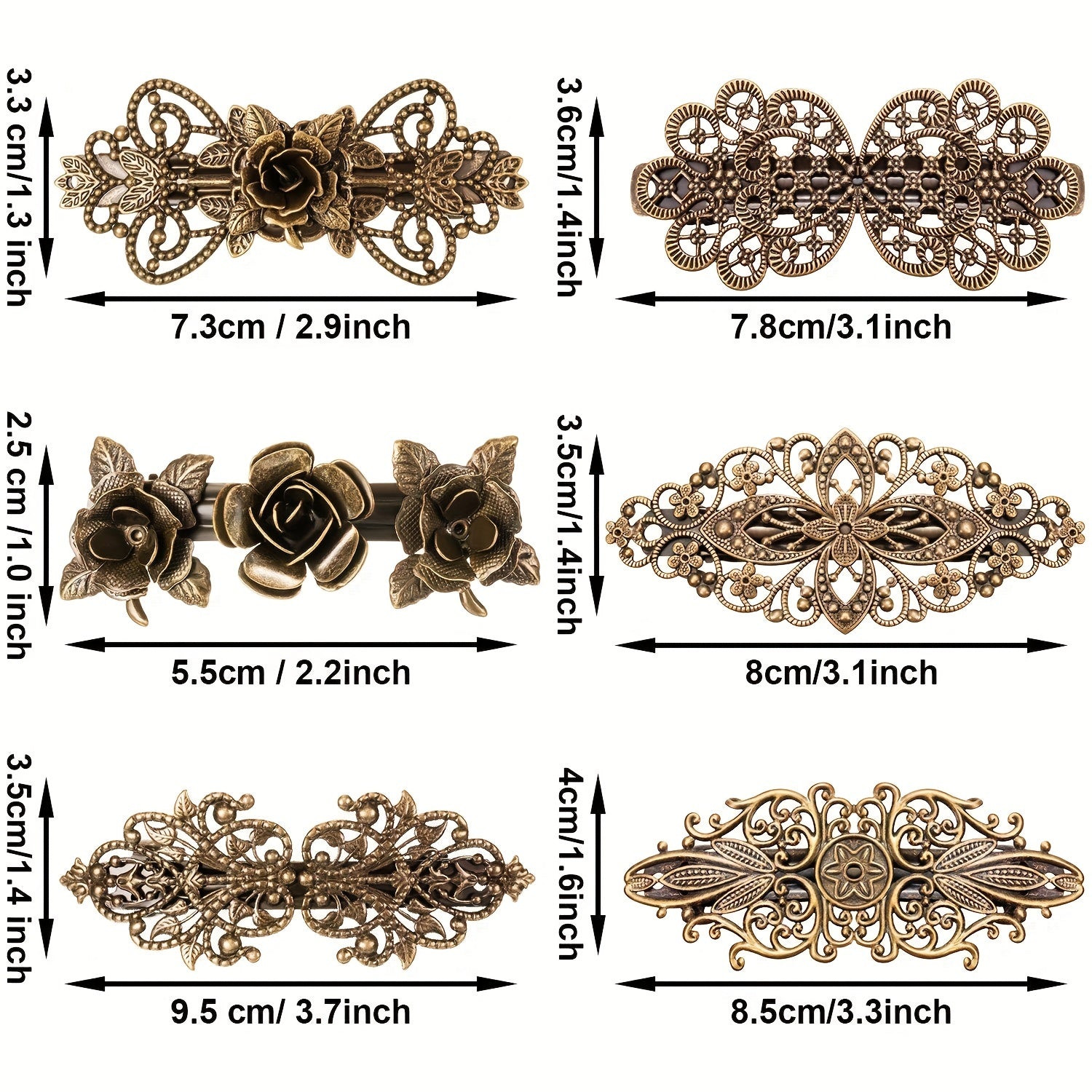 6 PCS Vintage Hair Clips French Barrette