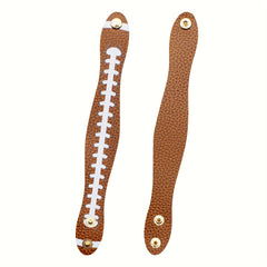 Rugby Pattern Faux Leather Bracelet Sports Style Snap Bangle