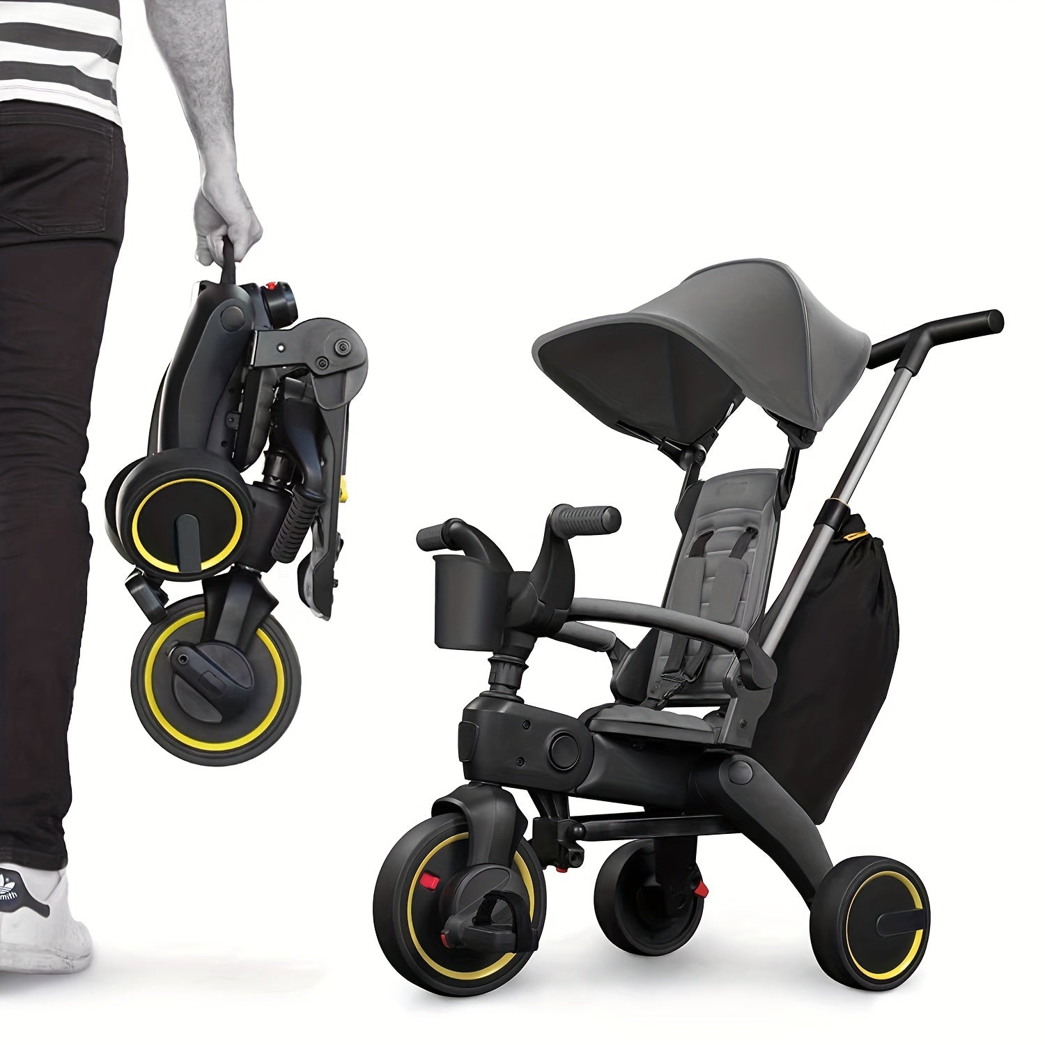 5-In-1 Foldable Trike For Toddlers Ages 10 Months-4 Years Gray