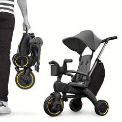 5-In-1 Foldable Trike For Toddlers Ages 10 Months-4 Years Gray