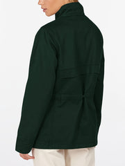 Solid Button Front Jacket Casual Long Sleeve Outerwear With Pockets