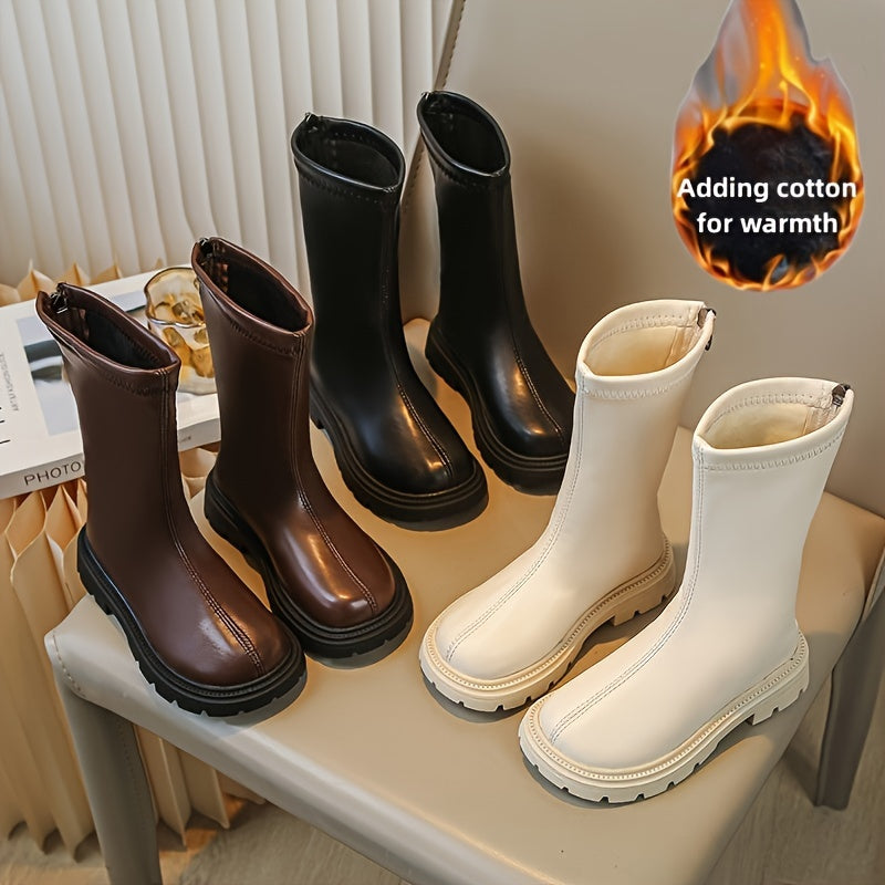 JIAGEYA Girl's High Top Warm Plush Boots Non Slip Shoes