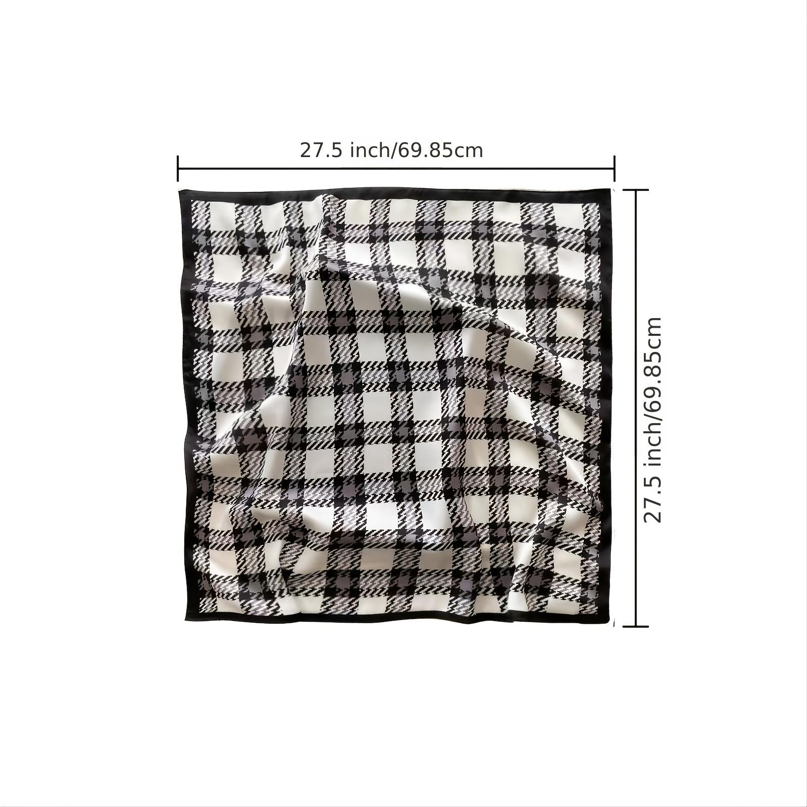 Classic Checkered Silk Scarf Gift For Her