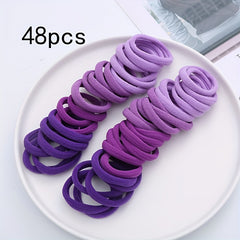 48pcs Colorful Elastic Hair Ties Set for Girls
