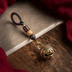 Vintage Brass Lion Head Bell Keychain Men's Women's Gift Pendant