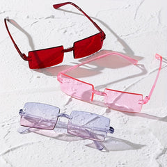 Rectangle Rimless Sunglasses Y2K Candy Summer Decorative Shades UV400