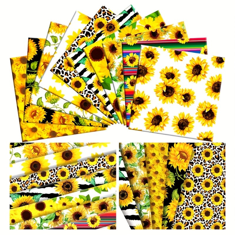 5pcs Sunflower Printed Fabric For Patchwork Sewing Quilting