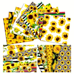 5pcs Sunflower Printed Fabric For Patchwork Sewing Quilting