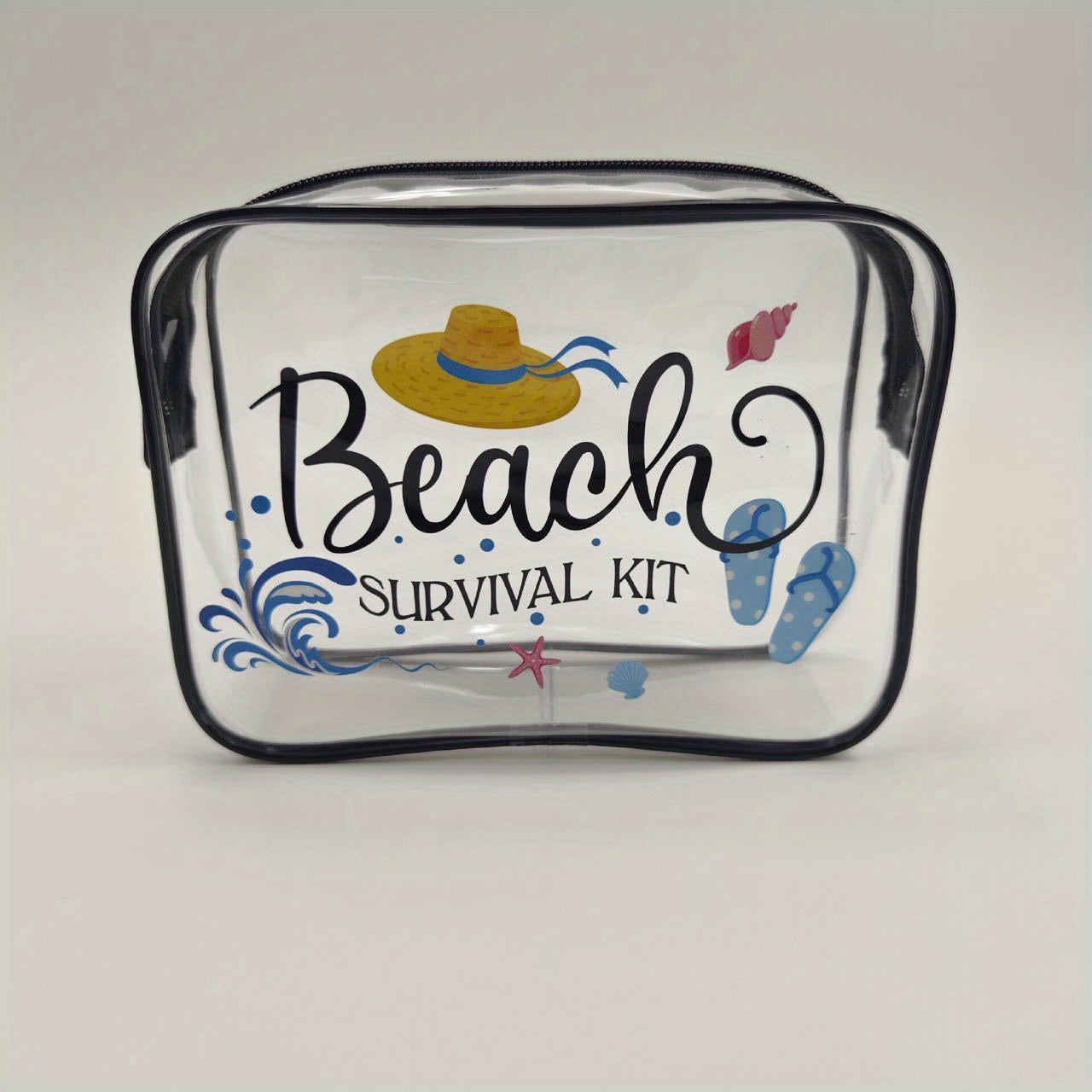 Clear Toiletry Bag Waterproof PVC Hello Summer Theme Beach Bag For Men And Women