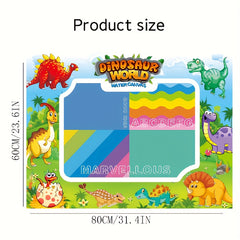 Kids Watercolor Canvas Painting Set - Dinosaur & Vehicle Designs - Ages 3+