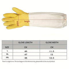 Beekeeping Gloves Thick Goatskin Leather Canvas Sleeves
