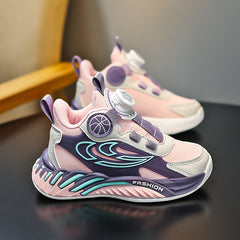 Boy's Rotating Buckle Basketball Shoes Non Slip Sneakers