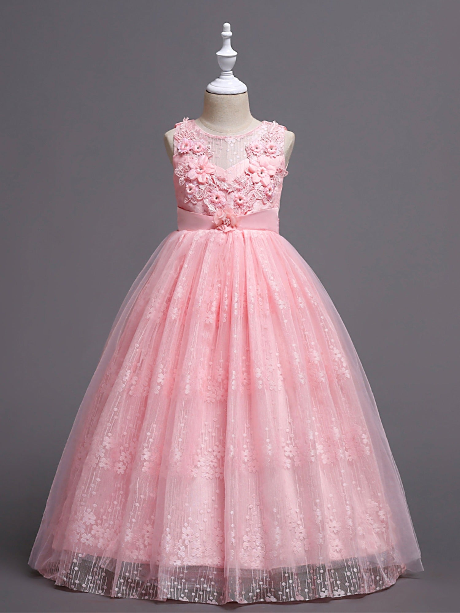 Christmas Toddler Girls Flower Plant Embroidery Lace Party Dress